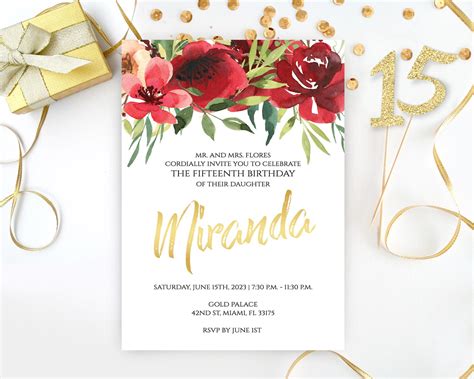 Floral Quinceanera Invitations - LemonWedding