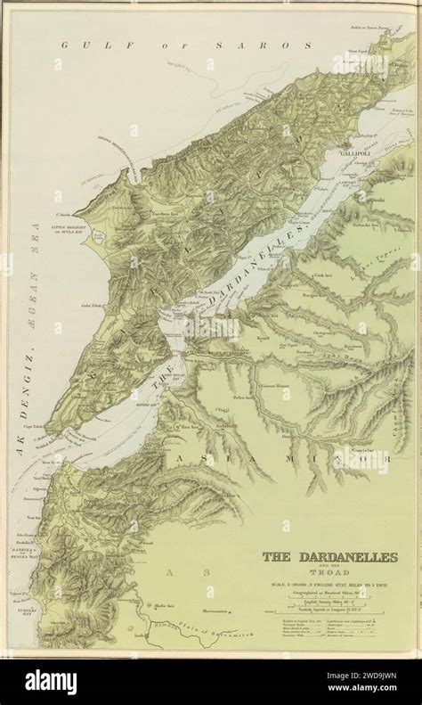 1901 map of The Dardanelles and the Troad (cropped Stock Photo - Alamy