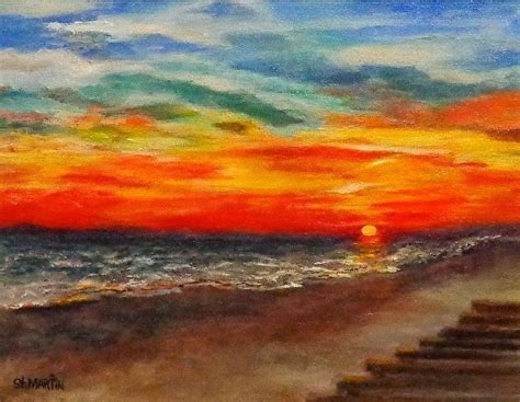 Daily Painters Abstract Gallery: Colorful Seascape Sunset Oil Painting ...