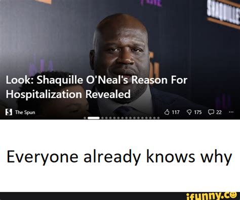 Look: Shaquille O'Neal's Reason For Hospitalization Revealed Te spun On ...