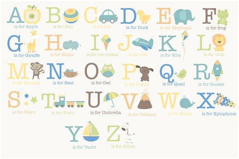 Baby Boy Alphabet By Poppymoon Design | TheHungryJPEG