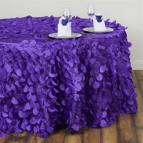 120" Fancy PURPLE Wholesale Taffeta Round Petal Tablecloth For Wedding ...