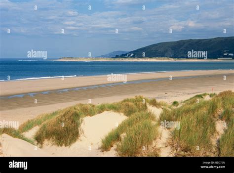 Sand dunes and Borth beach, Ynyslas, Borth, Dyfed, Wales, , Europe Stock Photo - Alamy