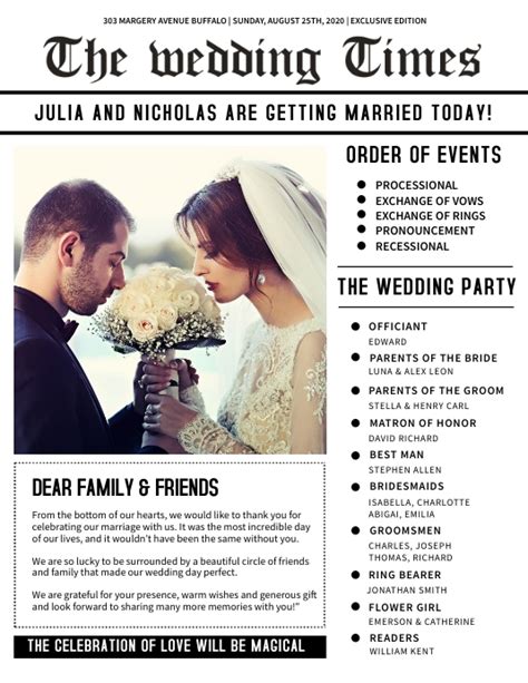 Wedding Newspaper Template