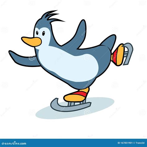 Cartoon Penguin Ice Skating Stock Illustration - Illustration of ...