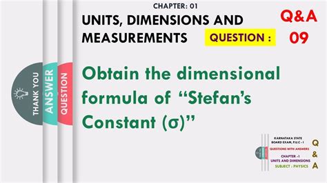 Obtain the dimensional formula of “Stefan’s Constant (σ)” - YouTube