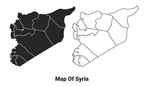 Vector Black map of Syria country with borders of regions 36323659 ...