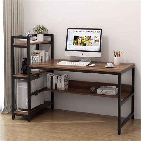 Tribesigns Computer Desk with 4-Tier Storage Shelves, 60 inch Modern Large Office Desk Computer ...