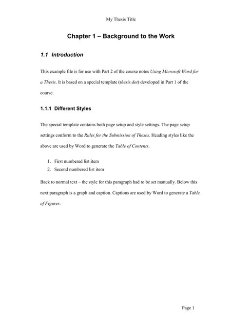 Thesis Chapter 1 Introduction - Thesis Title Ideas for College