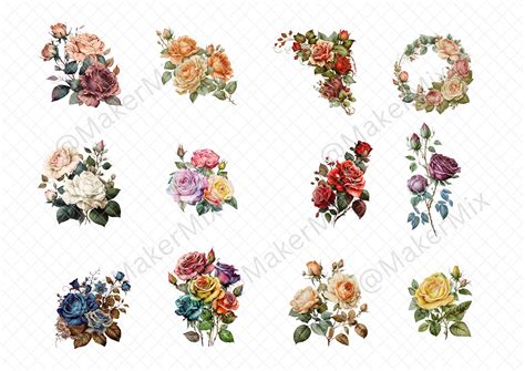 Watercolor Roses Clipart Roses Clipart Watercolor Clipart - Etsy