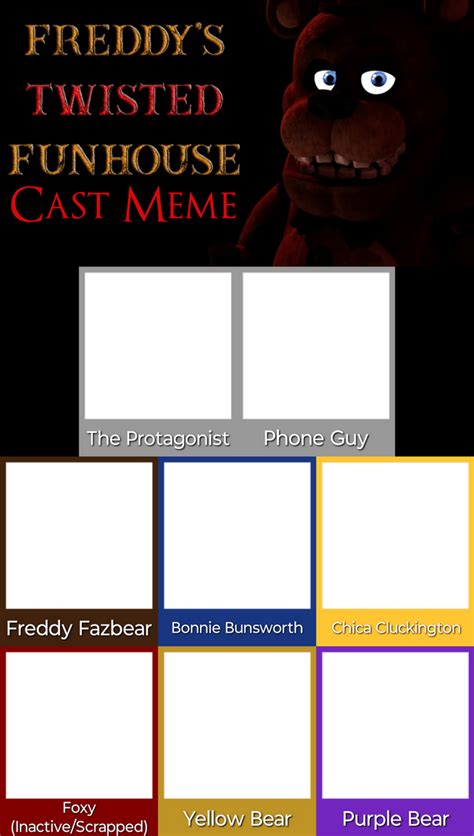 Freddy's Twisted Funhouse Cast Meme base by AgentPrime on DeviantArt