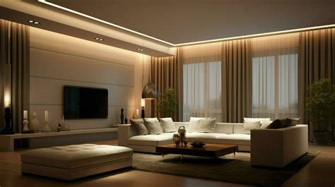 luxury modern living room illuminated by lighting equipment 32942619 ...