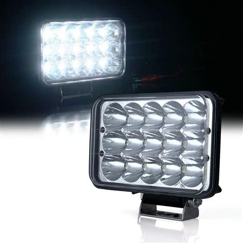 2 Piece 45W 4x6 LED Headlight with High/Low Beam and Line Type DRL - LED Factory Mart