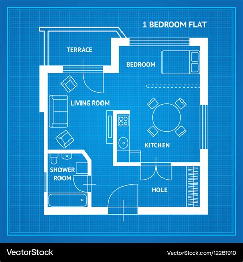 Apartment floor plan blueprint Royalty Free Vector Image