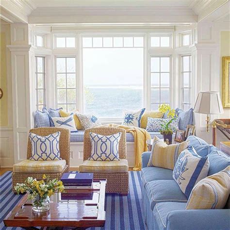 Blue, white & yellow #Coastallivingrooms | House and home magazine, Coastal living room, Coastal ...