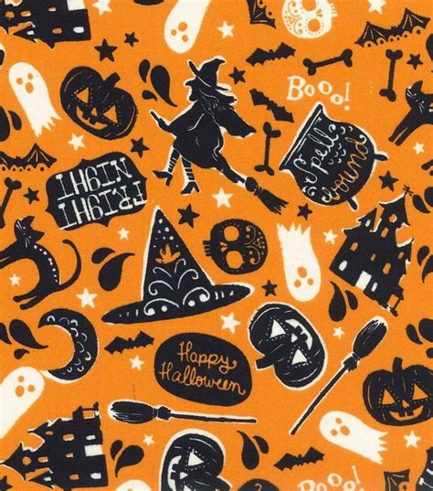 Holiday Inspirations Fabric- Halloween Spellbound Orange | Jo-Ann ...