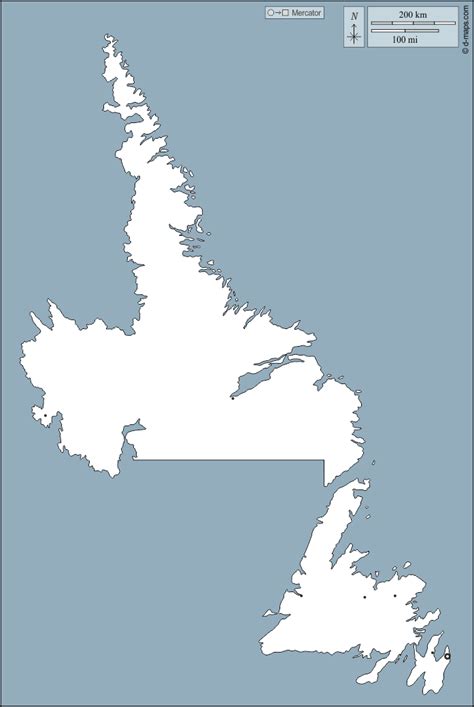 Newfoundland and Labrador free map, free blank map, free outline map ...