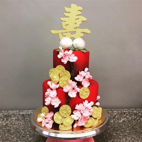 Classic Chinese birthday Cake | Creative birthday cakes, Chinese cake, Chinese new year cake