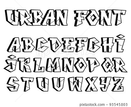 Graffiti letters font.Vector hand drawn line... - Stock Illustration [93545803] - PIXTA