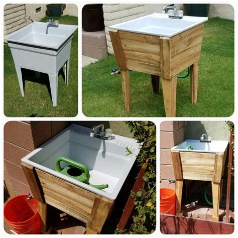 Backyard sink. Found this laundry room sink on the side of the road. Hooked it up to a garden ...