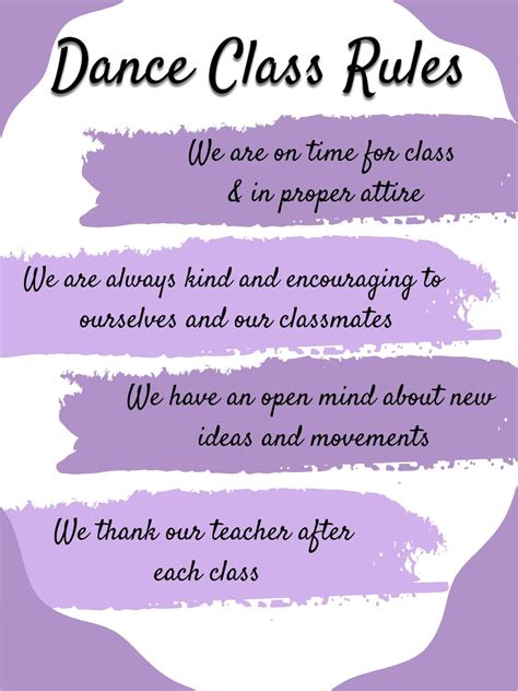 Dance Classroom Rules Printable Page - Etsy