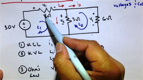 KVL KCL Ohm's Law Circuit Practice Problem - (Electrical Engineering Fundamental and Basics ...