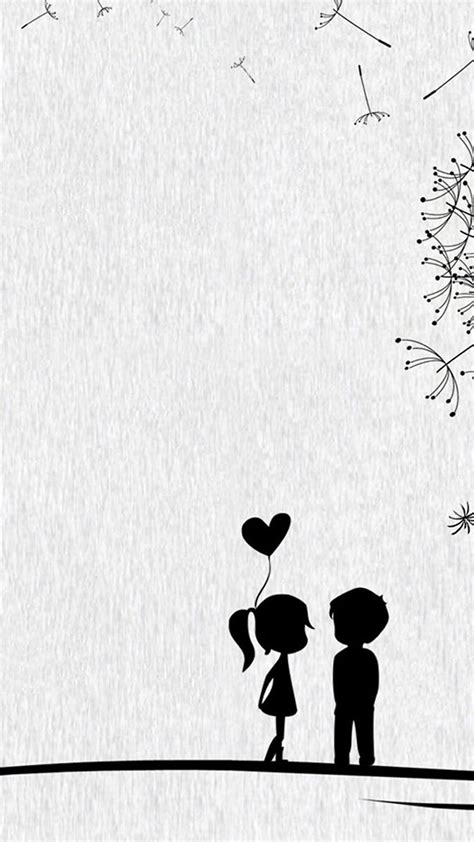 Cute couples (black and white illustrations) | iPhone Wallpapers