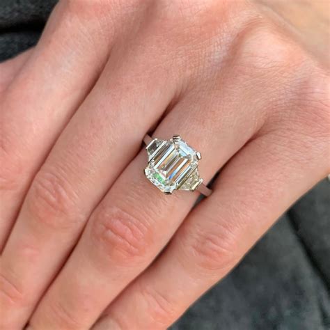 GIA Certified 3.15 Carat Emerald Cut Platinum Diamond Engagement Ring at 1stDibs | emerald cut ...