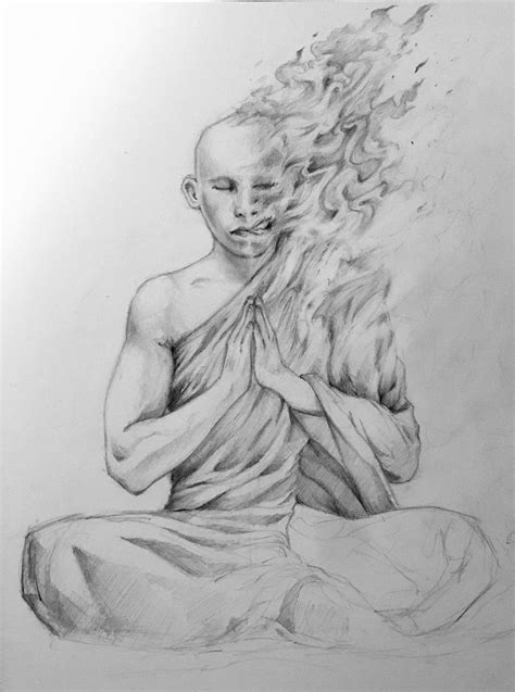 burning monk : r/drawing