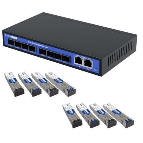 CableRack 8 Port SFP Optical Switch with 4 Singlemode & 4 Multimode SFP ...