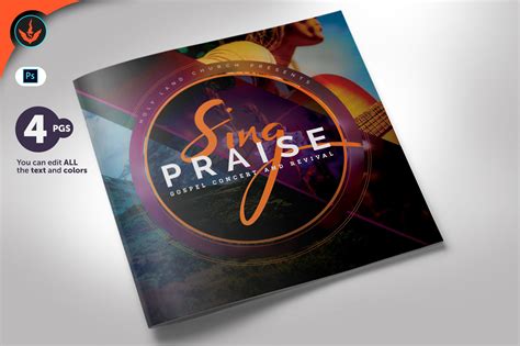 Sing Praise Gospel Concert Program 4 Pages (370062) | Brochures | Design Bundles