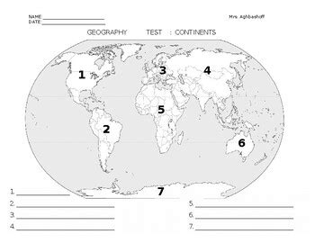 7 Continents and 5 Oceans Editable Test by Tal Aghbashoff | TPT