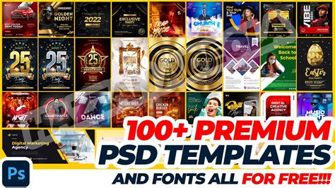 FREE 100+ PREMIUM PSD TEMPLATES & FONTS To Boost Your Design Career 1.0 - YouTube