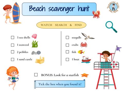 Beach Scavenger Hunt - Treasure hunt 4 Kids - free games