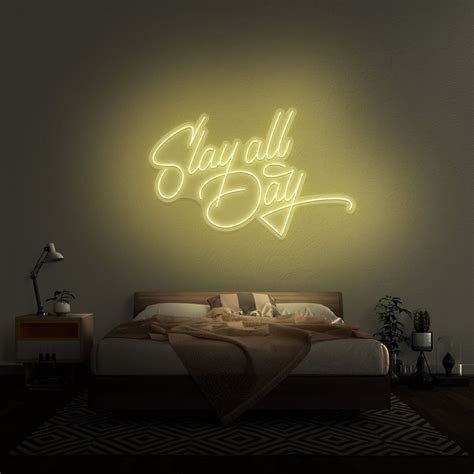 Slay all day neon sign electric yellow – Artofit