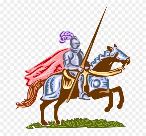 Vector Illustration Of Medieval Knight In Armor On - Knight On Horse Clipart Png, Transparent ...