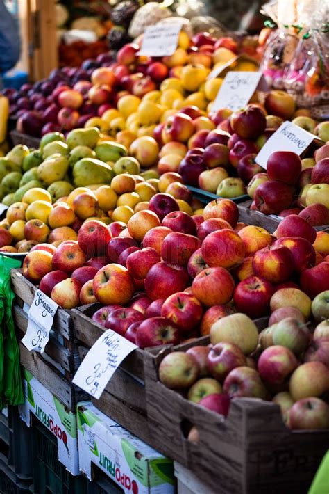 Traditional Polish market with fresh apples, Poland. | Stock image ...