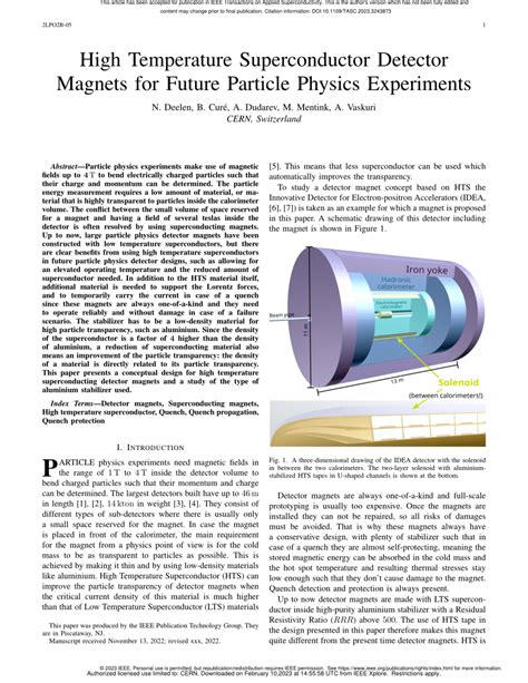 (PDF) High Temperature Superconductor Detector Magnets for Future Particle Physics Experiments