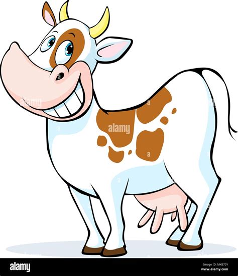 funny cow cartoon standing isolated on white background - vector ...