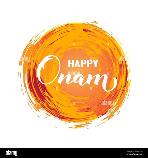 Happy Onam calligraphy hand lettering. South Indian Kerala traditional festival. Vector template ...