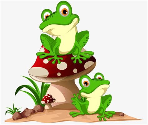 Squatting Frog On Mushroom PNG Images, Frog Clipart, Mushroom Clipart ...