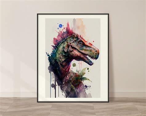 Dinosaur Watercolor Art Print Dinosaur Painting Wall Art - Etsy