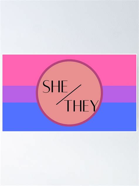 "She/They Pronouns with Bi Flag" Poster by MysticTeaKettle | Redbubble