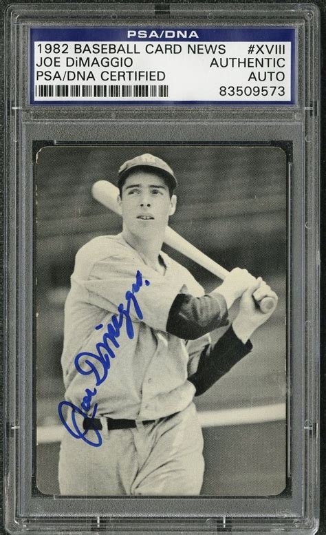 joe dimaggio baseball cards | 1982 Joe DiMaggio Signed Baseball News ...