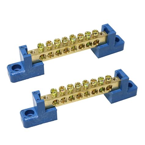 Buy RLECS 2pcs Terminal Bus Bar 8 Positions Terminal Block Brass Wire ...