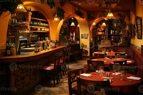 Rustic Italian restaurant interior. Generate Ai 34968327 Stock Photo at ...