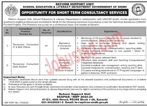 Latest School Education and Literacy Department Sindh Jobs May 2023 ...