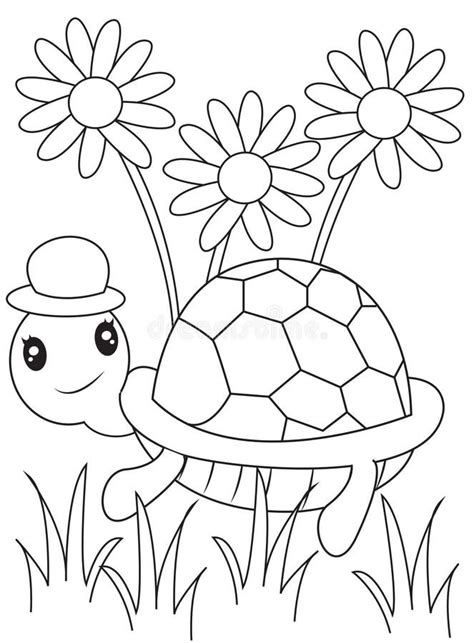 Turtle coloring page stock illustration. Illustration of black - 50541814