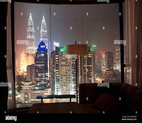 MALAYSIA, Asia, Kuala Lumpur, hotel view of Petronas Towers and ...