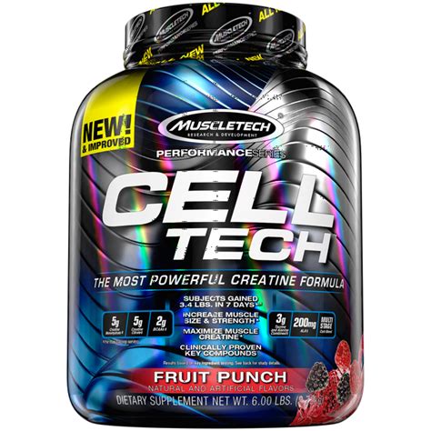 Cell Tech Creatine Monohydrate Formula Powder, HPLC-Certified, Improved ...